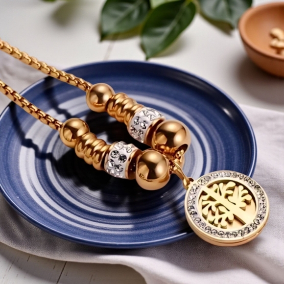 ποΈElegant 18K Gold Plated Tree of Life Charm Rhinestones Adjustable Bracelet - Picture 4 of 8